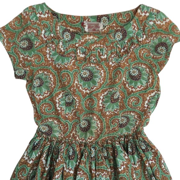 vtg 50s HOPE REED printed cotton day dress sz XS - Picture 2 of 6